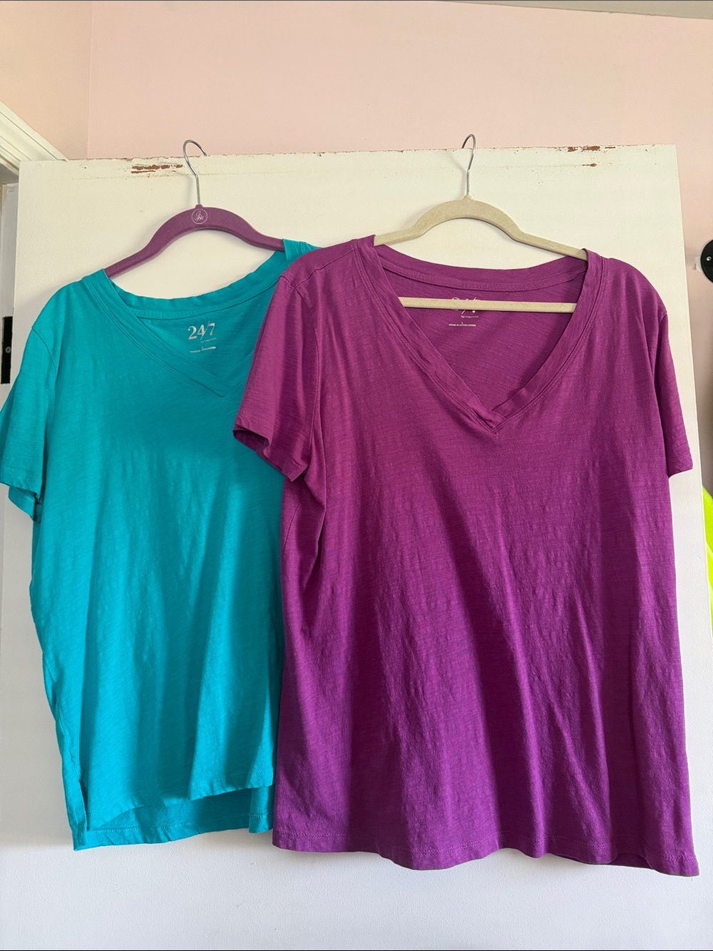 Maurice’s 24/7 Women Teal V-Neck Tee & Purple V-Neck Tee - Set of 2 Size Large